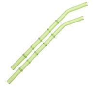 IMIKEYA Lot de 2 Pailles à Smoothie Réutilisables en Verre Vert, Solides et Résistantes Déformation, Design Unique Bambou Maison Fêtes