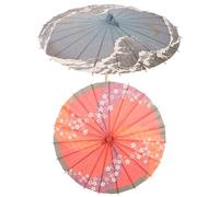 IMIKEYA Lot de 2 Parapluies Décoratifs en Papier Huilé Japonerie Ombrelles Classiques Bleu Lune et Fleurs de Cerisier Multicolores Accessoires Photo et Décoration de Fête