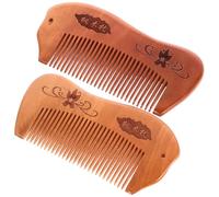 IMIKEYA Lot de 2 Peignes en Bois de Pêcher Antistatiques Grosse Taille Forme Poisson pour Femmes Cheveux Fins, Mouillés et Bouclés, Démêlant Douceur Soin Capillaire