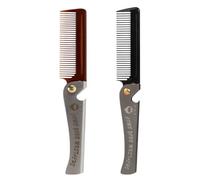 IMIKEYA Lot de 2 peignes pliables en acier inoxydable pour homme, brosse à cheveux à dents fines, lisseur pour l'entretien de la barbe et de la moustache, coiffure plaquée.
