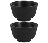 IMIKEYA Lot de 2 Petites Tasses à Thé en Fonte Noire de 35ml, Style Rétro sans Anse, pour Savourer le Thé Kung-fu Lors D'aventures en Plein Air Ambiance Artistique la Maison