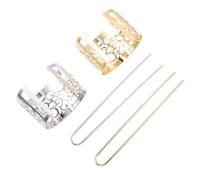 IMIKEYA Lot de 2 Pinces à Cheveux Chignon en Fer Décorations Classiques à Motif Ajouré Couleurs Or et Argenté Accessoires pour Coiffure Féminine Raffinée et Support Chignon Élégant