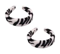 IMIKEYA Lot de 2 Serrage-Têtes Larges Motif Zèbre Noir et Blanc Accessoire Créatif pour Cheveux Tissu Respirant Confortable Coiffure Quotidienne Femme Hiver Automne Style Rétro