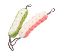 IMIKEYA Lot de 2 Serviettes Exfoliantes Bain Dos Longues Extensibles en Polyéthylène Couleurs Vert et Orange Pratiques pour Éliminer Cellules Mortes et Sébum Usage et Soin Corporel