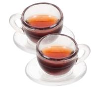 IMIKEYA Lot De 2 Tasses À Café Et Soucoupes Miniatures : Petites Tasses À Thé en Résine avec Plat pour Décoration De Cuisine De Maison De Poupée Et Jeu De Rôle À L'heure du Thé