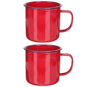 IMIKEYA Lot de 2 Tasses Émaillées Vintage Rouges 240 Ml 7 Cm, Gobelets Légers et Robustes pour Camping, Bureau et Usage Domestique, Mug Créatif Réutilisable pour Thé et Café