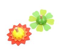 IMIKEYA Lot De 2 Toupies Gyroscopiques en Bois Traditionnelles pour Garçon Et Filles Mini Taille Couleurs Jaune Et Verte Jouets Éducatifs De Coordination Œil-Main pour Jeux Et Présents Enfantins