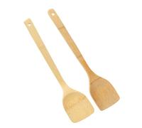 IMIKEYA Lot de 2 Ustensiles Cuisine en Bois 35 Cm Spatule Plate et Spatule Coudée Résistants Haute Température Ergonomiques pour Cuisson et Friture Cuisine Maison