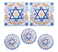IMIKEYA Lot de 20 Serviettes en Papier Jetables pour Hanoukka, Décorées D’Une Étoile de David Hexagonale, Papier Doux et Résistant, pour Fêtes, Cocktails et Repas Festifs