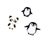 IMIKEYA Lot De 3 Broches Créatives Panda Et Pingouin, Décoration Accessoires Costume, Petit Broche Émail Noire Et Blanche, Présent Souvenir, Mode Femme, Style Décontracté