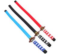 IMIKEYA Lot De 3 Jouets D'lames Samouraï Cosplay Japonerie pour Garçon Et Filles, Légers Et Longueurs Adaptées, Couleurs Rouge Bleu Noir, Accessoires pour Fêtes d'anniversaire Et Jeux De Rôle