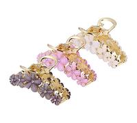 IMIKEYA Lot de 3 Pinces à Cheveux en Alliage Fleurs Strassées Couleurs Blanche Violette et Grise Griffe à Cheveux Style Coréen pour Femme Accessoires Coiffure Élégants pour Toutes