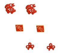 IMIKEYA Lot de 3 set de Paires de Boucles d'Oreilles Chinoises Rouges en Acier Inoxydable Puces d'Oreilles Lapin et Nœud Chinois Bijoux Fantaisie pour Femmes Nouvel An Saint-Valentin