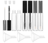 IMIKEYA Lot de 3 Set de Set de Tubes de Mascara Vide Argenté 10ml en Plastique avec Brosse à Cils et Entonnoirs, pour Voyage et Création de Mascara Personnalisé