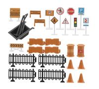 IMIKEYA Lot de 30 Panneaux De Signalisation Jouets De Construction De Fête Barrages Routiers Panneaux De Rue Ornements Jouets d'apprentissage De La Circulation Jouets