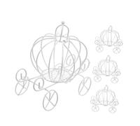 IMIKEYA Lot de 4 Boîtes à Bonbons Mariage en Fer Forgé Blanc Calèche Citrouille Décorative Boîte Centre de Table Princesse Décoration D’Anniversaire et Fête Élégante