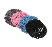IMIKEYA Lot de 4 Bonnets de Nuit en Maille Crochetée pour Femme - Filets à Cheveux Respirants et Légers Cache-Chignon Tissé Couleurs Noir Gris Rose et Bleu Clair pour Danse Sommeil