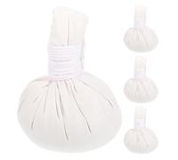 IMIKEYA Lot de 4 Boules de Massage Aromathérapie en Tissu Coton Blanc, Texture Douce pour Relaxation Musculaire, pour Spa et Massage Traditionnel Thaï