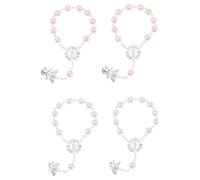 IMIKEYA Lot de 4 Chapelets de Baptême pour Bébé Bracelet en Acrylique Doux de Baby Shower Accessoires de Baptême Chic