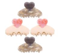 IMIKEYA Lot de 4 Grandes Pinces à Cheveux de Cœur Acétate Doux pour Femmes Griffes Résistantes pour Cheveux Épais Couleurs Crème et Gris Marbré Accessoires Coiffure Polyvalents