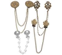 IMIKEYA Lot de 4 Pinces à Col Vintage en Alliage de Bronze Antique Motifs Feuilles Totems et Perles Clips pour Cardigan Robe et Chemise Femme Accessoires Élégants pour Châles et Pulls