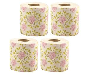 IMIKEYA Lot de 4 rouleaux de papier toilette décoratif en pulpe de bambou Motif rose Pour usage quotidien