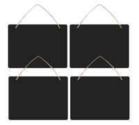 IMIKEYA Lot de 4 Tableaux Noirs Décoratifs à Suspendre en Bois Mdf Double Face avec Cordelette Noire, Panneaux D'affichage Suspendus pour Déco Murale Maison, Tableau Craie Mural