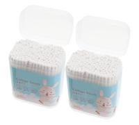 IMIKEYA Lot de 400 Cotons-Tiges pour Bébé Tête Ronde et Spirale, Double Embout en Fibre Naturelle, Forte Résistance, pour Nettoyer Oreilles et Nez en Toute Sécurité