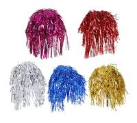 IMIKEYA Lot de 5 Perruques Courtes Colorées pour Déguisement Faux Cheveux Brillants en Blanc Bleu et Violet Accessoires Cosplay Polyvalents pour Soirées Costumées Carnaval