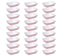 IMIKEYA Lot de 50 Plateaux-repas Jetables en Papier Blanc 1/2lb Motif Quadrillé Rouge, Barquettes Alimentaires Multifonctions pour Apéritifs, Collations, Desserts - Accessoire Alimentaire