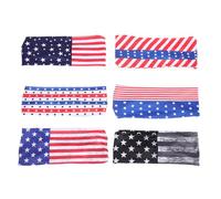 IMIKEYA Lot de 6 Bandeaux Larges Drapeau Américain pour Hommes et Femmes, en Polyester et Polyuréthane, Lavables et Maintien Sécurisé, Célébrations du 4 Juillet
