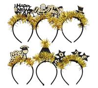 IMIKEYA Lot De 6 Bandeaux Pour Cheveux Du Nouvel an 2026 Noir Et or - Serre-TêTes ÉToiles Et Pompons Pour FêTe À ThèMe - Accessoires DéGuisement Et DéCorations Pour RéVeillon