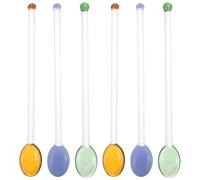 IMIKEYA Lot de 6 Bâtonnets Mélangeurs à Cocktail en Verre Coloré Assorti, Tiges D’Agitation Longues pour Bar, Café et Boissons Glacées, Agitateurs Élégants Réutilisable Couleur Aléatoire