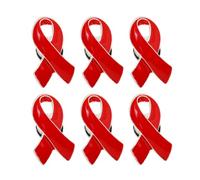 IMIKEYA Lot de 6 Broches à Ruban Rouge Préventives Petite Taille Incurvée Épingle Décorative pour Sensibilisation au Vih Accessoire Femme pour Campagne de Prévention Santé