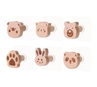 IMIKEYA Lot De 6 Crochets Adhésifs Muraux Décoratifs En Bois Pvc Motifs Animaux, Taille Moyenne, Pour Chambre Garçon Et Filles Salle De Bain, Patères Pour Serviettes Paquet Manteaux