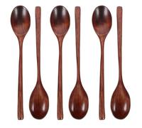 IMIKEYA Lot de 6 Cuillères en Bois de Style Classique à Long Manche, Isolantes et Confortables, pour Soupe et Bouillie, pour Garçon et Filles Lors des Repas
