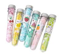 IMIKEYA Lot de 6 mini feuilles de savon jetables et portables pour le lavage des mains, les voyages, les flocons parfumés aux fruits dans une bouteille, solution pratique pour l'hygiène en plein air