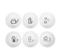 IMIKEYA Lot de 6 Petites Assiettes en Céramique Blanche avec Motif Chat, pour Servir Sauces et Apéritifs Lors Réunions
