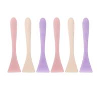 IMIKEYA Lot de 6 Pinceaux Applicateurs en Silicone pour Masque Visage - Bords Fins Ultra-Fins Couleurs Violet Blanc Rose - Adaptés aux Masques à L'Argile Boue et Crème pour Soins du