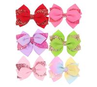 IMIKEYA Lot de 6 Pinces à Cheveux Nœud pour Bébé Filles, Légères et Faciles à Coiffer, en Tissu et Métal, Accessoires Adorables pour Fêtes et Maternelle
