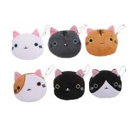 IMIKEYA Lot de 6 Porte-Monnaie Mini en Peluche Chat à Fermeture Éclair, Paquet à Bijoux Dessin Animé, Petit Porte-clés pour Filles, Usage Scolaire et Quotidien, Format Compact et Léger