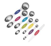 IMIKEYA Lot de 7 Cuillères Doseuses Magnétiques en Acier Inoxydable avec Double Embout Cuillères à Mesurer Colorées avec Règle Intégrée pour Pâtisserie Cuisine Maison