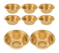 IMIKEYA Lot de 8 Bols Rituels Bouddhistes en Cuivre Bord Roulé, Petits Bols Décoratifs pour Offrandes, Durabilité, Adaptés aux Pèlerinages en Plein Air