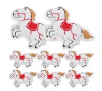 IMIKEYA Lot de 8 Breloques à Dos Ouvert en Peluche Forme Cheval Blanc et Rouge, Accessoires Légers pour Broches, Paquet, Foulards et Vêtements, Fournitures DIY pour Pendentifs Animaux,