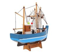 IMIKEYA Maquette de Bateau Voilier en Bois Bleu Style Méditerranéen Rustique, Centre de Table pour Fête Ambiance Nautique et Symbole de Bons Vœux