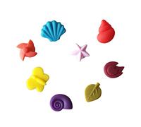 IMIKEYA Marqueurs de Verre à Ventouse en Silicone 8 Pièces Motifs Feuille et Conque Étiquettes de Boisson Réutilisables Reconnaissables pour Verres à Vin Cocktails Bars Mariages