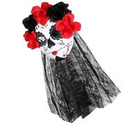 IMIKEYA Masque Fleur du Jour des Morts Fête Halloween Carnaval Chic | EVA et Tissu, Style Mexicain Mystérieux, pour Cosplay Adulte, Photos Thématiques et Performances