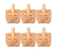 IMIKEYA Mini Panier Osier en Bois, 12 Pièces Poignées, Panier Miniature Tissé la Main, Décoratif et Compact pour Salon et Rebord de Fenêtre
