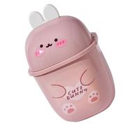 IMIKEYA Mini Poubelle de Table Lapin Couvercle en Plastique Rose