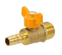 IMIKEYA Mini Vanne à Gaz en Laiton Épais 1/2 39 39 Filetage Mâle Droit avec Poignée Robinet à Bille à Embout Cannelé Vanne de Gaz pour Camping Foyer Extérieur et Cuisinière Compatible